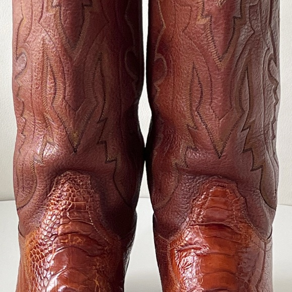 Lucchese 1883 Western Cowboy Boots Mens Brown Ostrich Leg Leather Size 9 Wide main image 13